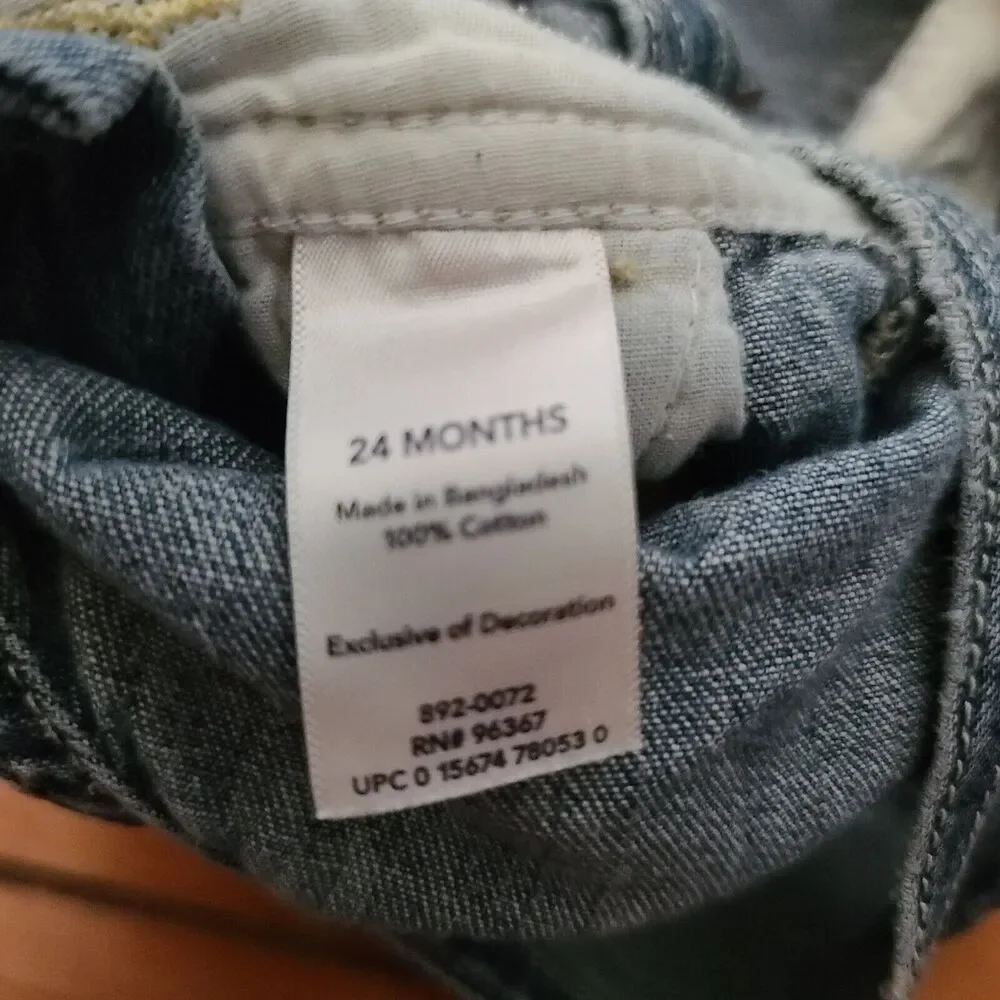OshKosh B'Gosh Vestbak Denim Carpenter Overalls 24M Blue USA Snap Vintage